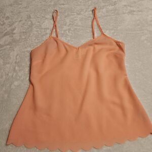 Anthropologie E by Eloise Scalloped Edge Spaghetti Strap Peach Camosile Size XS